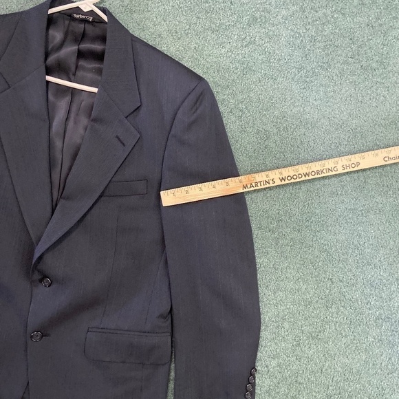 VTG Burberrys Mens Two Button Sport Jacket Navy Blue 100% Pure Wool Classic USA - Picture 11 of 15